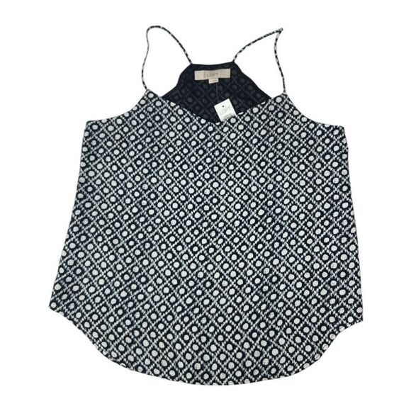 Ann Taylor‎ Loft Women's Navy Blue and White Chiffon Tank Top sz Small NEW - Picture 3 of 7